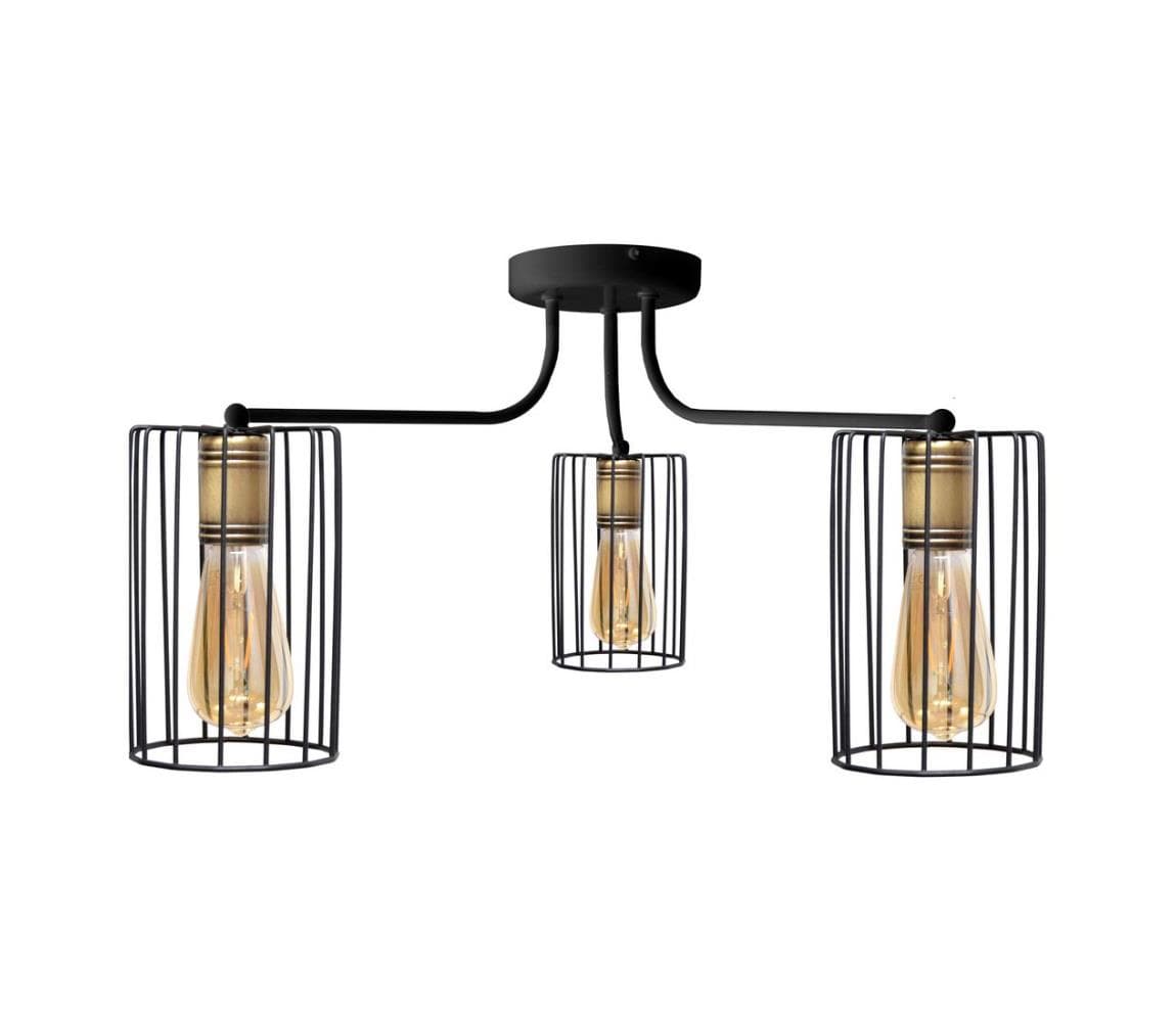 Prisadený luster FARGO 3xE27/15W/230V P-1401/3 BK+AB 1