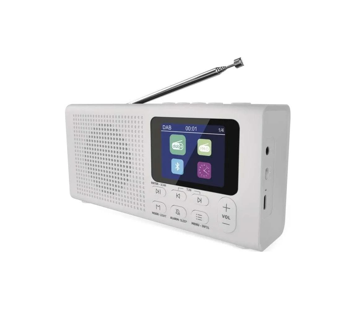 Rádio DAB/DAB+/FM 3W/5V/4xAA biele E0091 1