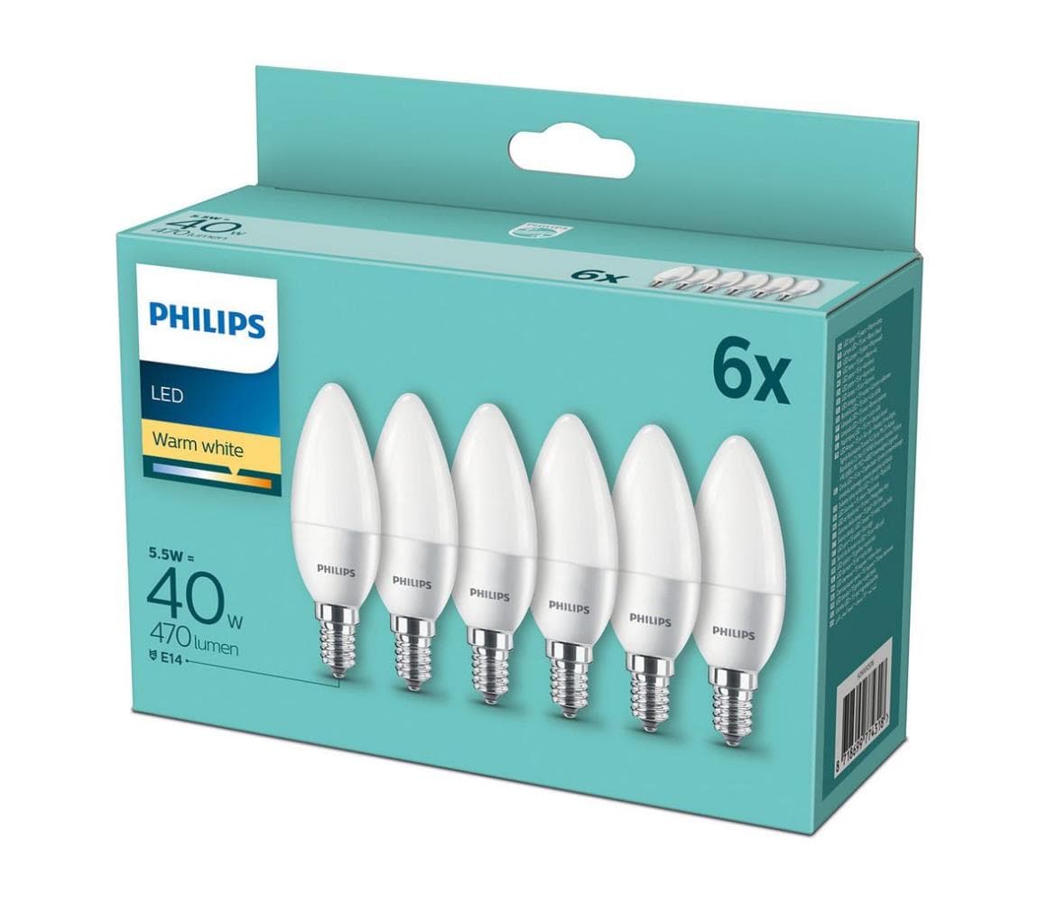SADA 6x LED Žiarovka Philips E14/5,5W/230V 2700K 8718699774318 1