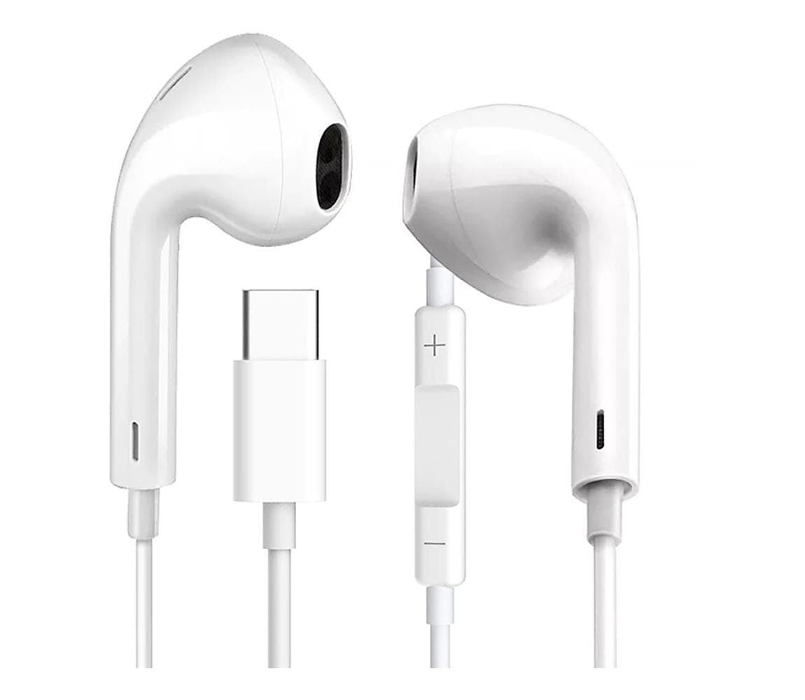 Slúchadlá s mikrofónom USB-C biela FISEMW10 1