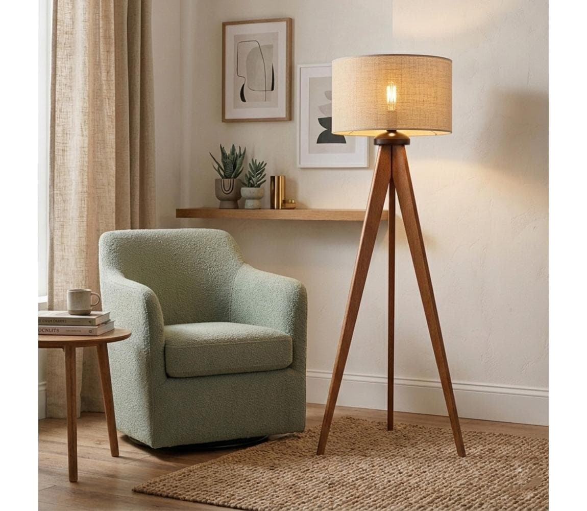 Stojacia lampa AIDA 1xE27/15W/230V dub/rafia LP-1.98/DĄB RUSTIK/RAFFIA 1