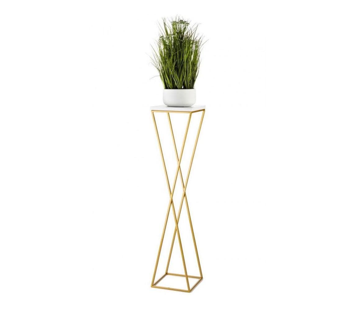 HowHomely Stojan na kvety LOFT 100x24 cm zlatá/biela 10-1630-100-GW-MDF 1