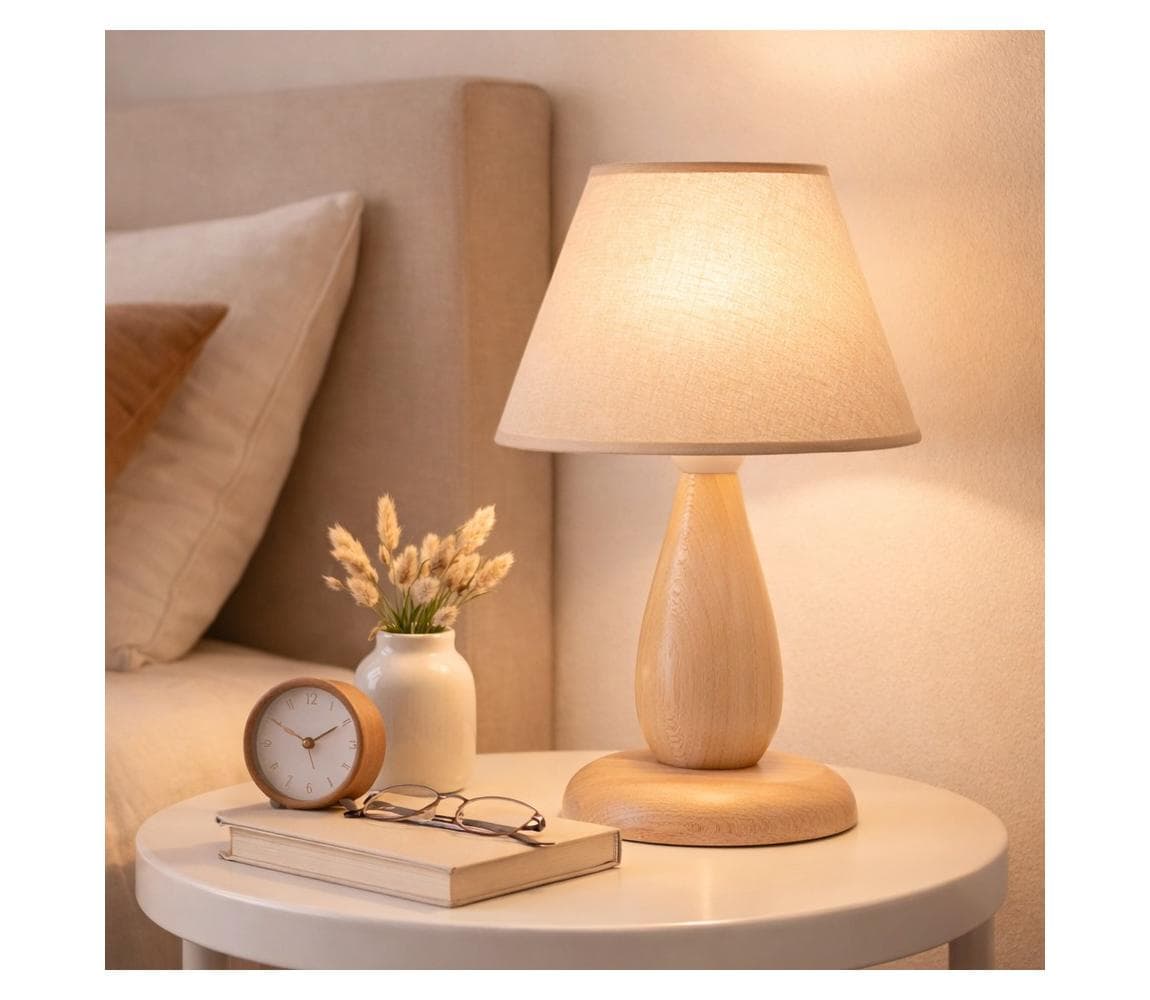 Stolná lampa PERA 1xE27/60W/230V béžová/buk LN-1.D.1/nat 1