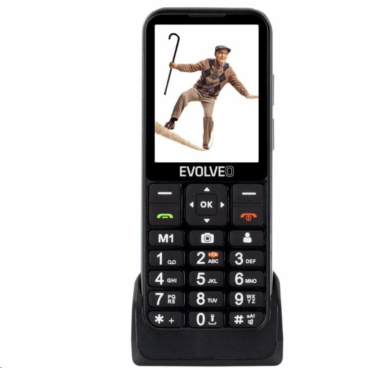EVOLVEO EasyPhone LT, mobilný telefón pre seniorov s nabíjacím stojanom, čierna 1