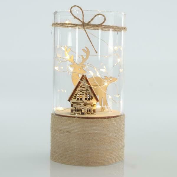 Eurolamp Sklenený dekor s chalúpkou a sobom, 9 x 18 cm 1
