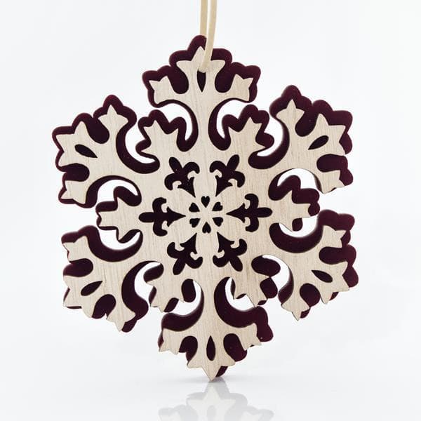 Eurolamp Vianočná dekorácia závesná snehová vločka, drevená 14 x 0,5 x 15 cm, 1 ks