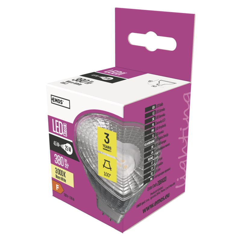 EMOS LED ŽIAROVKA CLASSIC MR16 4,5 W (25 W) 380lm GU5.3 WW 1