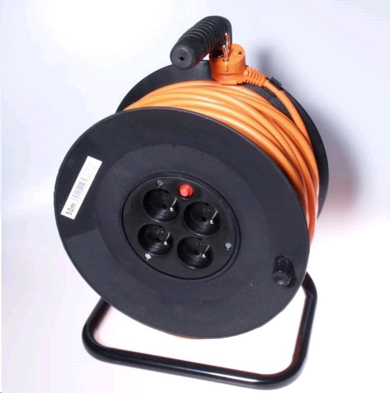 PREMIUMCORD Predlžovací prívod 230V bubon 25m, 4 zásuvky, čierna 1