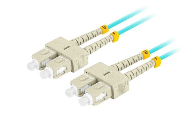 LANBERG optický patch cord MM SC/UPC-SC/UPC duplex 3m LSZH OM3 50/125 priemer 3mm, farba cyan