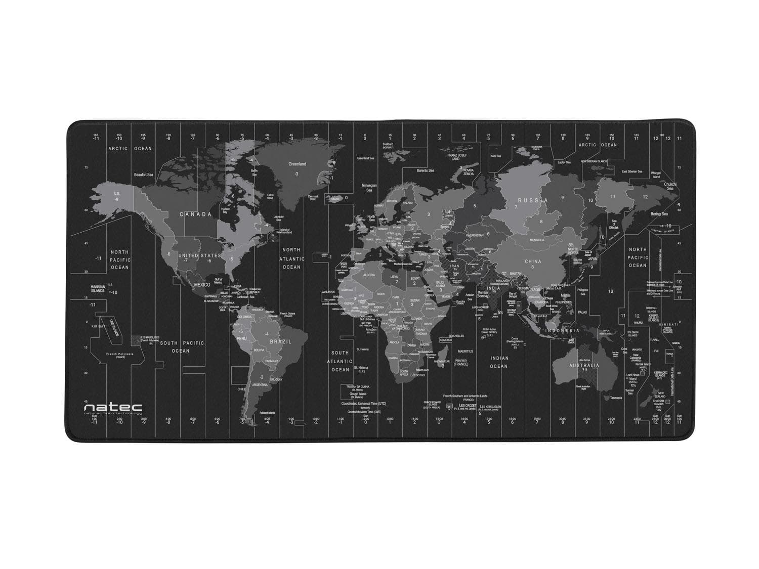 Maxi podložka pod myš Natec Time Zone Map, 40x80cm 1