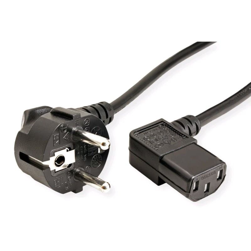 C-TECH Kábel sieťový 2m 220/230V napájací, lomený, VDE