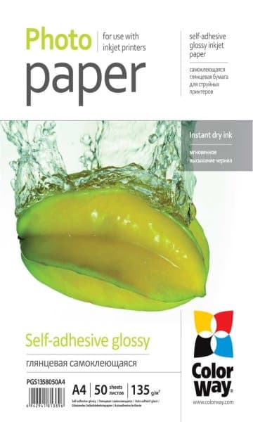 COLORWAY fotopapier/ glossy samolepiace 135g/m2, A4/ 50 kusov 1