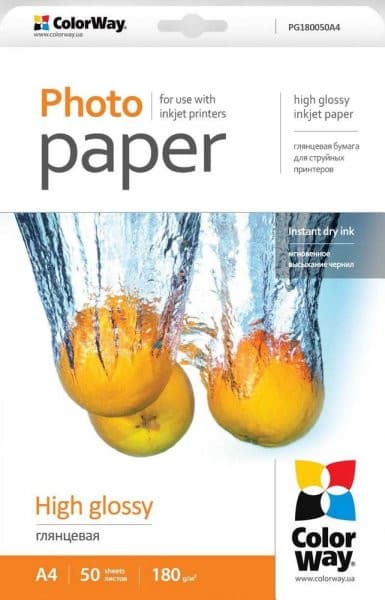 COLORWAY fotopapier / high glossy 180g / m2, A4 / 50 kusov