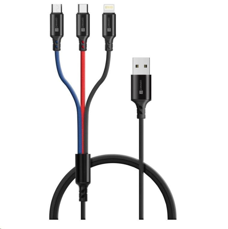CONNECT IT Wirez 3in1 USB-C & Micro USB & Lightning, 1, 2 m 1