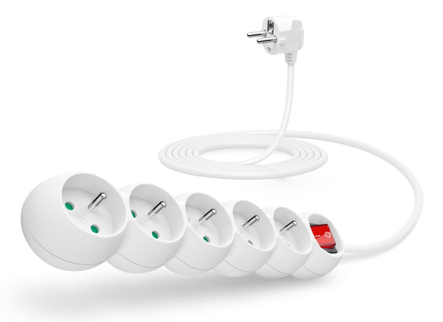 CONNECT IT predlžovací kábel 230 V, 5 zásuviek, 3 m, s vypínačom (biely) 1