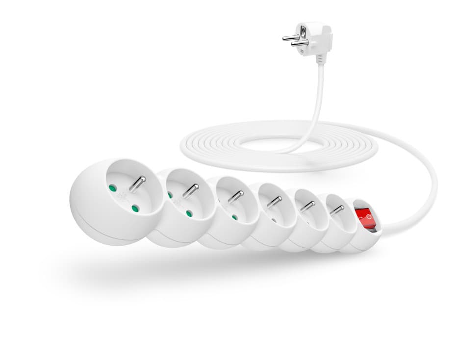 CONNECT IT predlžovací kábel 230 V, 6 zásuviek, 2 m, s vypínačom (čierny)