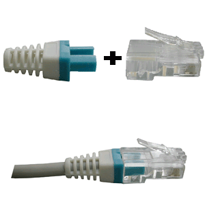 DATACOM Manžetka pre konektor RJ 45 modrá/biela 100 ks