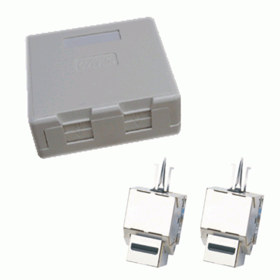 Dvojzásuvka CAT5E STP 2xRJ45 na omietku protiprach. 1