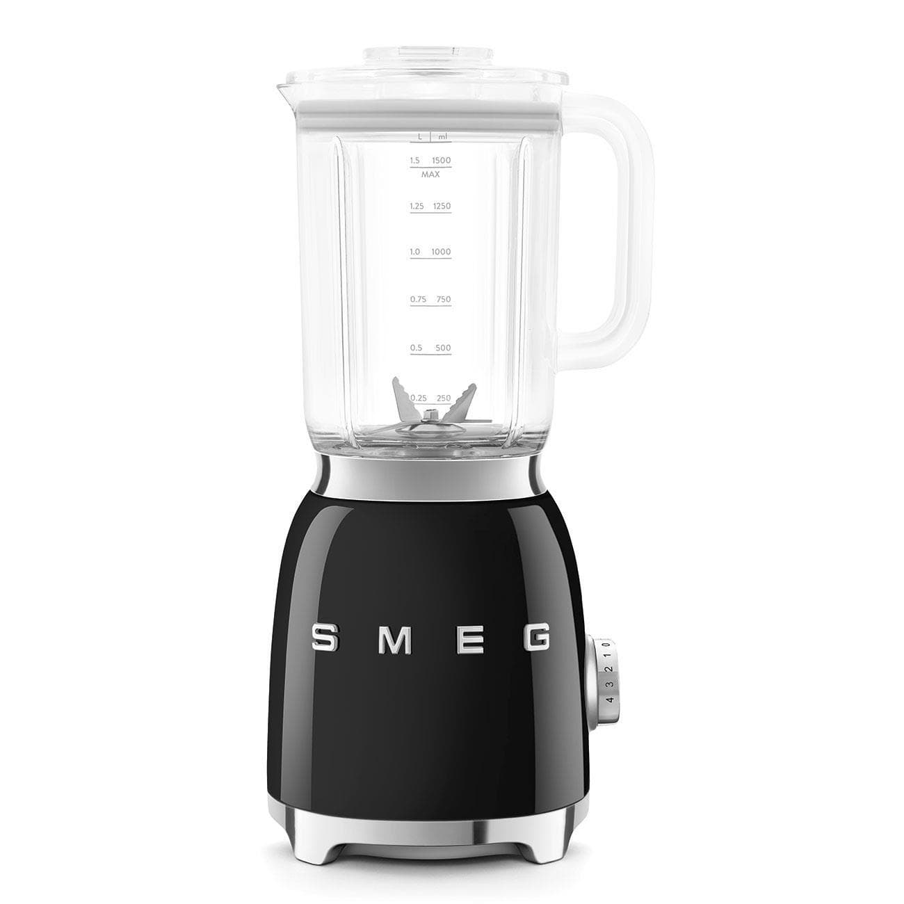 Smeg BLF03BLEU mixér, 800 W, 4 programy, funkcia pulse, 18000 RPM, nerezové ostrie, Ice crush, 50's Style, čierny