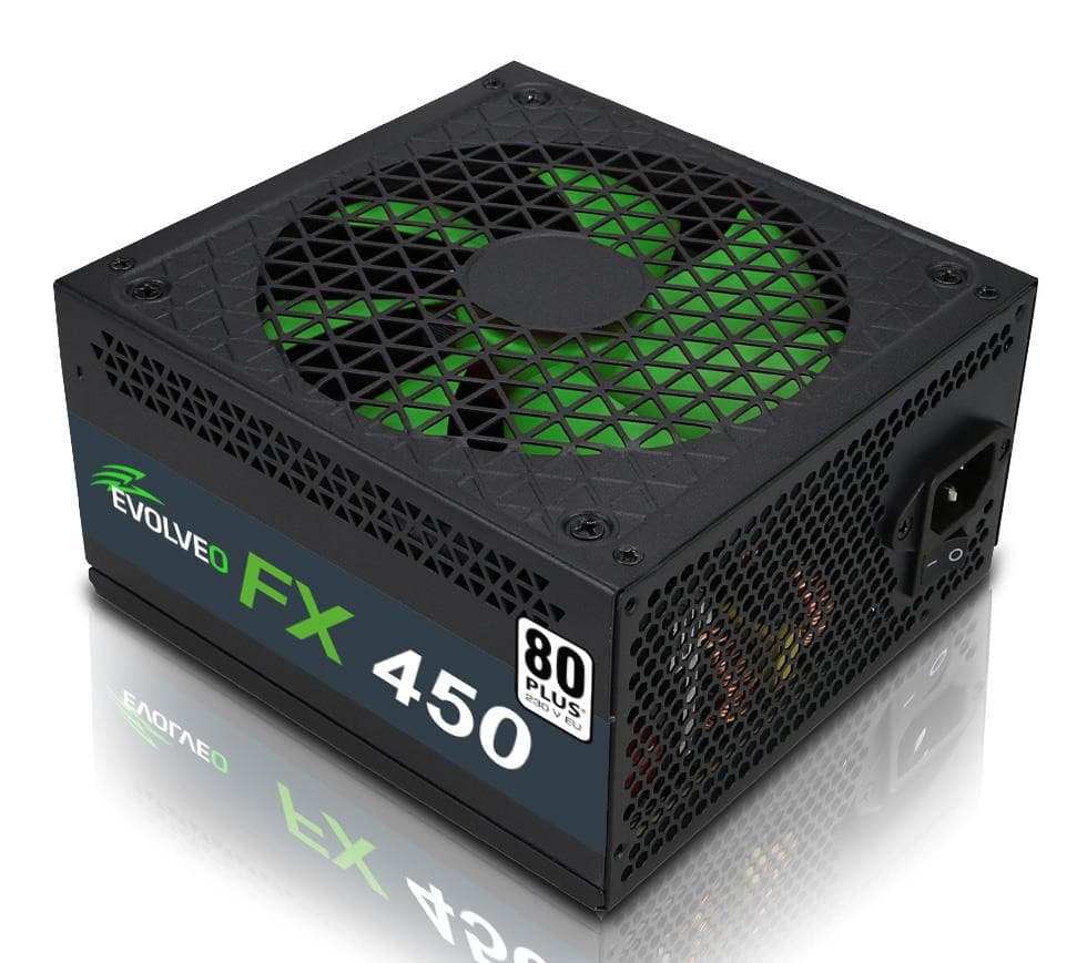 EVOLVEO FX 450, zdroj 450W ATX, 14cm, tichý, 80+ White, záruka 3 roky, čierny
