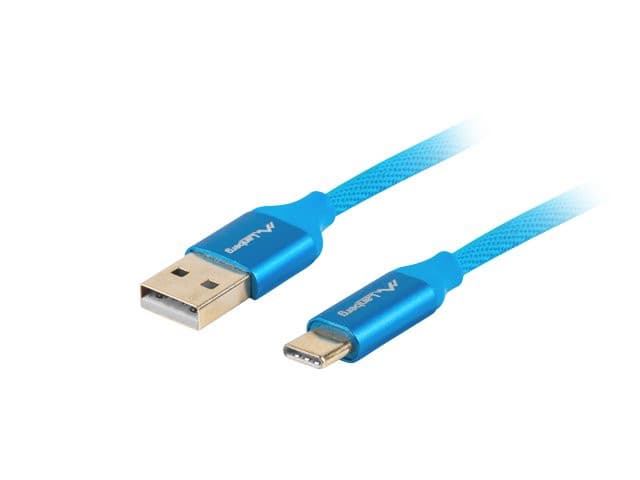 LANBERG USB-C(M) na USB-A(M) 2.0 kábel 1m, modrý, rýchle nabíjanie 3.0 1