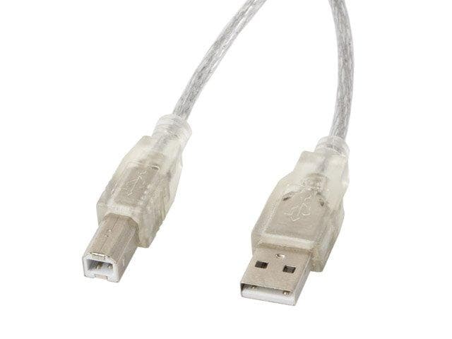 LANBERG USB-A (M) na USB-B (M) 2.0 kábel 5m, transparentný