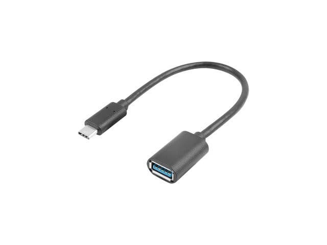 LANBERG USB-C(M) 3.1 na USB-A(F) adaptér kábel 15CM čierny OTG 1
