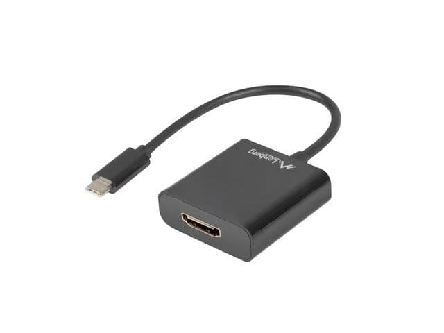 LANBERG USB-C(M) 3.1 na HDMI(F) adaptér kábel 15CM (Displayport ALT MODE) čierny 1