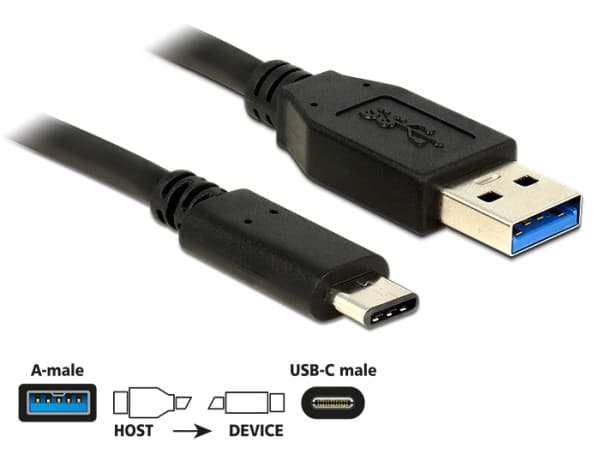Delock Kábel SuperSpeed USB 10 Gbps (USB 3.1, Gen 2) Typ A samec > USB Type-C™ samec 0,5 m čierny 1