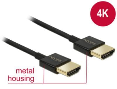 Delock Kábel High Speed HDMI s Ethernetom - HDMI-A samec > HDMI-A samec 3D 4K 3 m aktívny Slim Premium