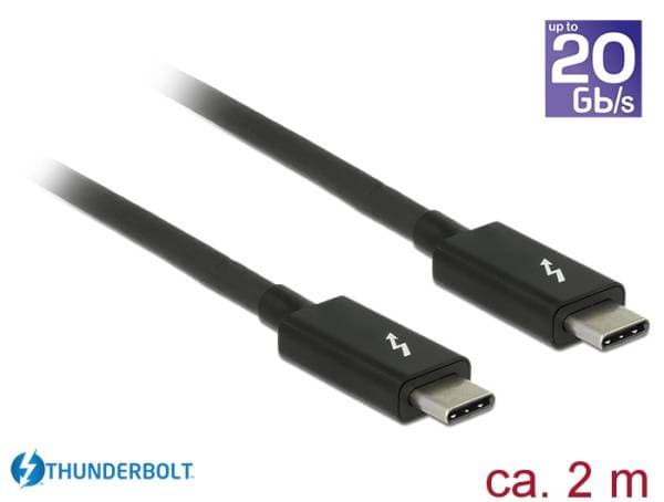 Delock Thunderbolt™ 3 (20 Gb/s) USB-C™ kábel samec > samec pasívny 2,0 m 3 A čierny 1