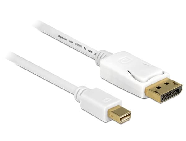Delock kábel mini Displayport samec > Displayport samec 1 m, biely