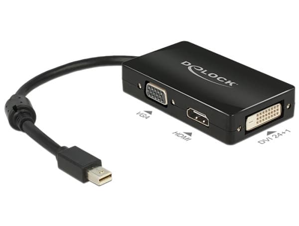 Delock Adaptér mini Displayport 1.1 samec > VGA / HDMI / DVI samica pasívny čierny 1