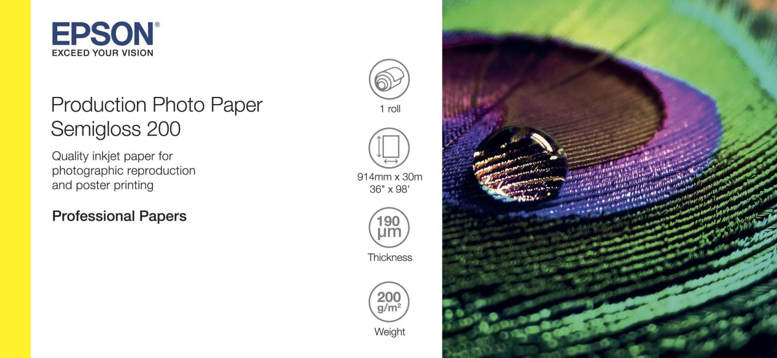 EPSON Production Photo Paper Semigloss 200 36"x30m 1