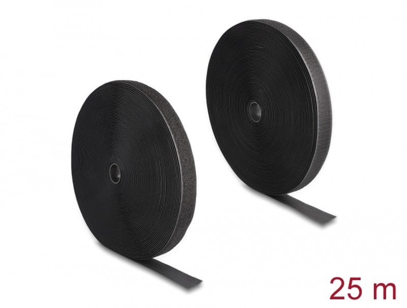 Delock Vysoko spoľahlivý pásik na suchý zips D 25 mx Š 25 mm, čierny