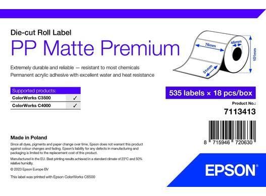 PP Matte Label Premium, 76mm x 51mm, 535 Labels 1