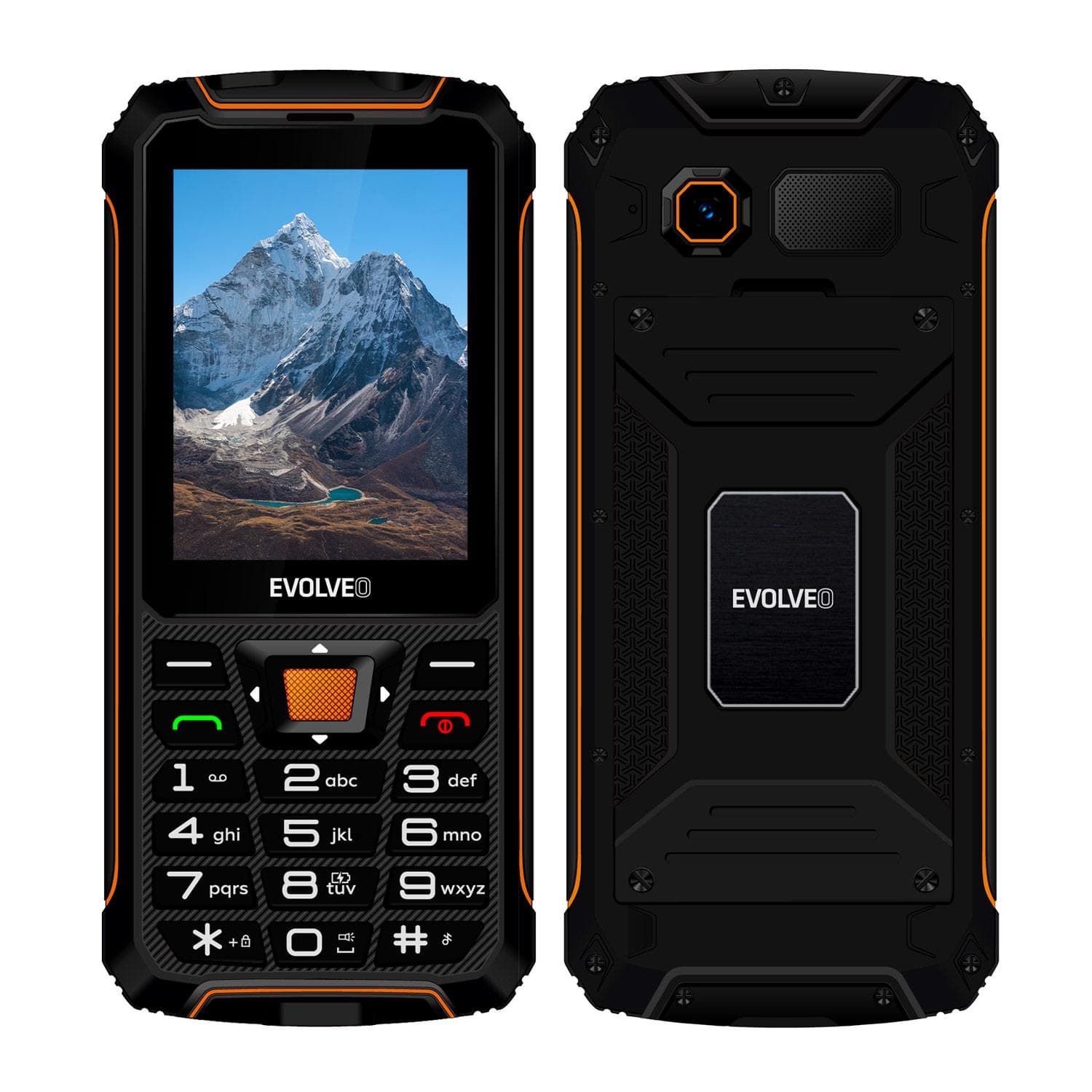 EVOLVEO StrongPhone Z6, IP68 odolný Dual SIM telefón, 2,8" LCD, 4000mAh, Powerbanka, čierno-oranžový 1