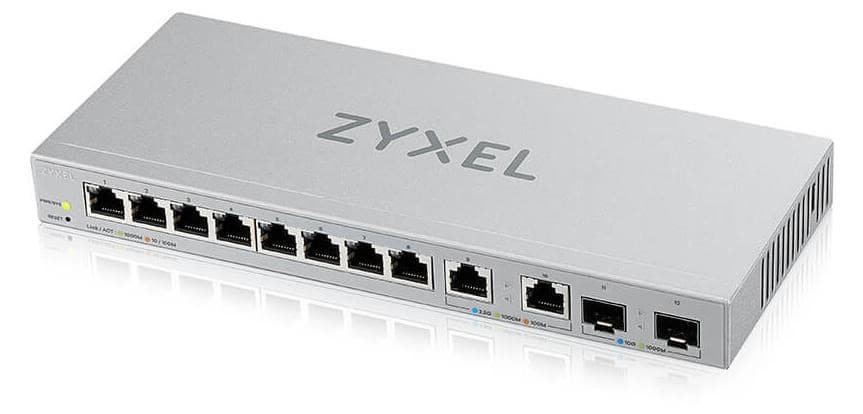 Zyxel XGS1210-12 12-port Gigabit Webmanaged Switch, 8x gigabit RJ45, 2x 2, 5GbE RJ45, 2x SFP+ 1