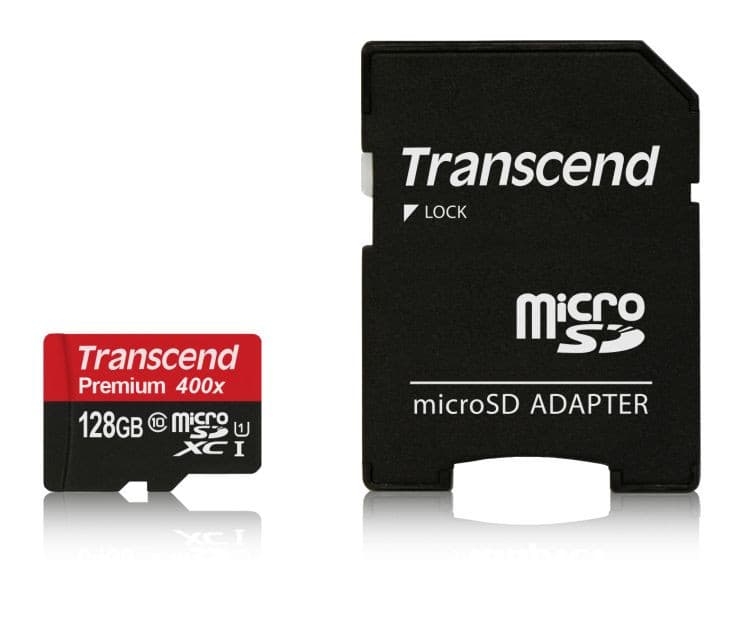 Transcend 128GB microSDXC UHS-I 400x Premium (Class 10) pamäťová karta (s adaptérom) 1