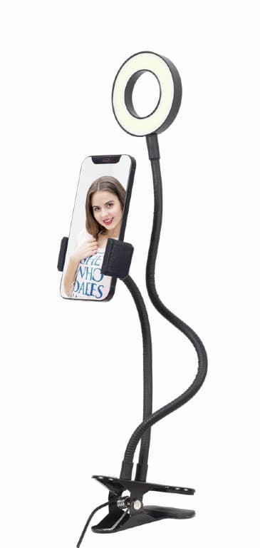 GEMBIRD selfie kampička LED krúžok s držiakom telefónu, USB 1