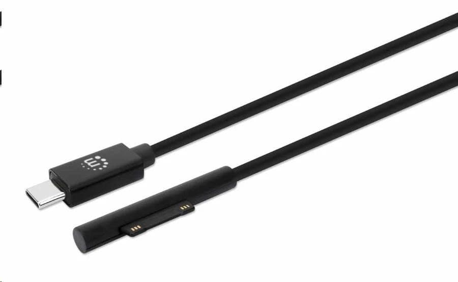 Manhattan nabíjací kábel, Surface Connect USB-C Charging Cable (M/M), 15 V / 3 A, 1.8 m, čierna 1