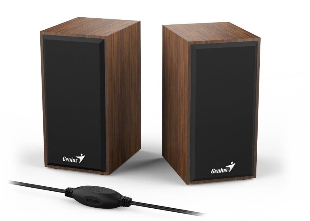 GENIUS repro SP-HF180, 2.0, 6W, USB napájanie, 3,5mm jack, drevené, hnedé