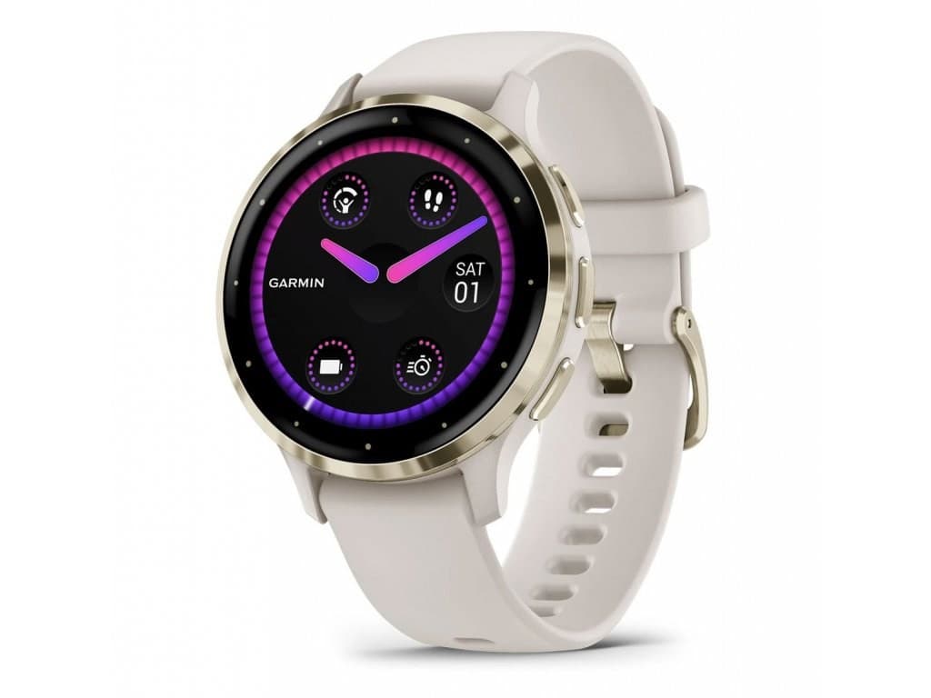 Garmin Venu® 3S, Nerezová luneta Soft Gold, puzdro Ivory, silikónový remienok
