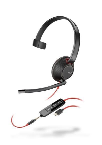 Poly Blackwire 5210 náhlavná súprava, 3.5 mm jack + USB-C/A adaptér, mono 1