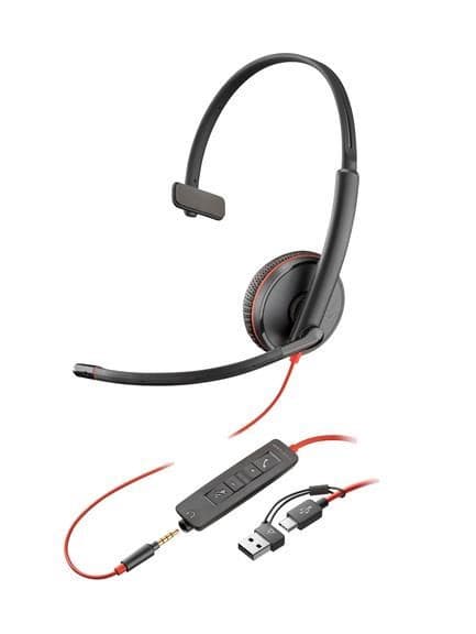 Poly Blackwire 3215 náhlavná súprava, 3.5 mm jack + USB-C/A adaptér, mono 1