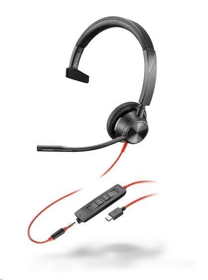 Poly Blackwire 3315 náhlavná súprava, 3.5 mm jack + USB-C/A adaptér, mono 1