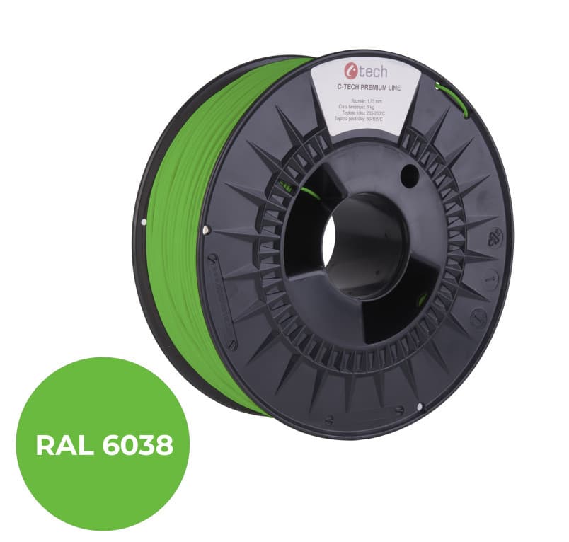 C-TECH tlačová struna PREMIUM LINE ( filament ) , ABS, luminiscenčná zelená, 1,75mm, 1kg 1