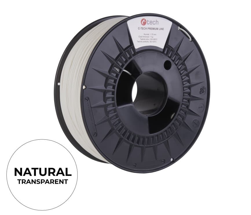 C-TECH tlačová struna PREMIUM LINE ( filament ) , ABS, natural, 1,75mm, 1kg