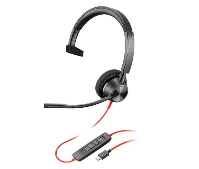 Poly Blackwire 3310 MS Teams náhlavná súprava, USB-C/A adaptér, mono