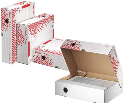 LEITZ Esselte Speedbox rýchlo-zložiteľná archivačná krabica 100 mm, biela-červená